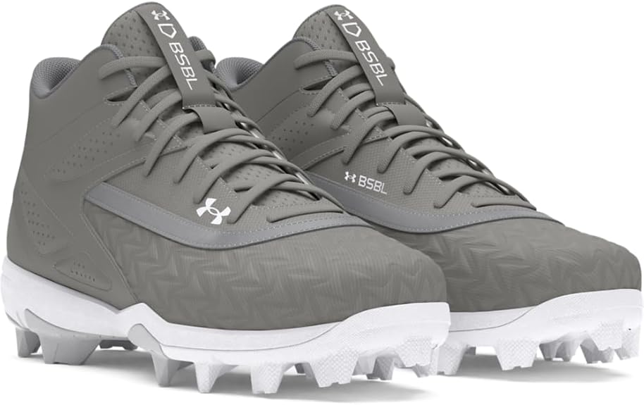 Chaussures de baseball UA Youth Leadoff Mid RM 3.0 grises 3027454-100 