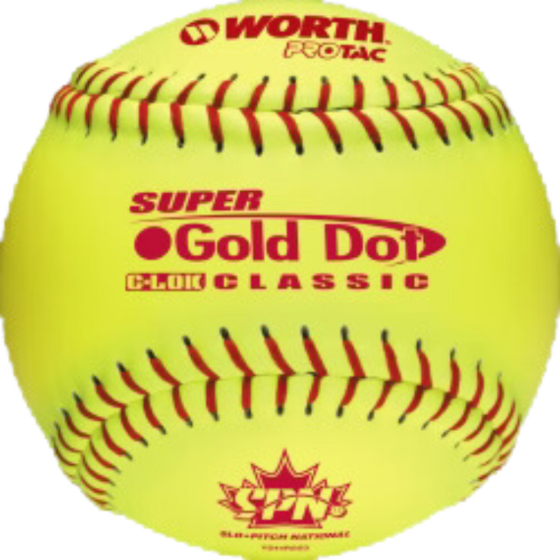 Worth Gold Dot 12'' Yellow Softball EA