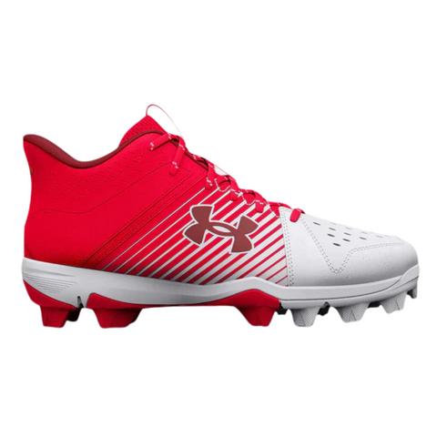 Red and black under armour baseball cleats top