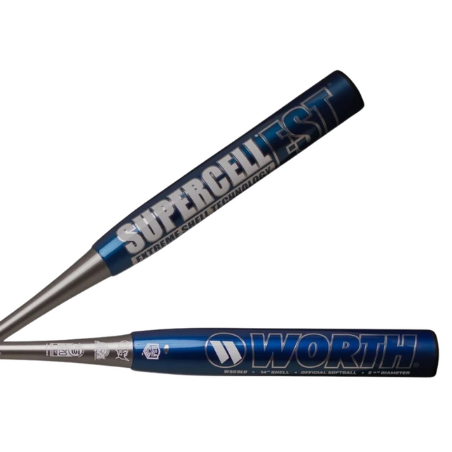 Batte de softball à lancer lent Worth 2023 Est 14'' Barell Alloy 2PC WSCBLU
