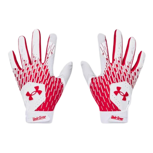 UA Clean Up Batting Glove White/Red 1378764-105