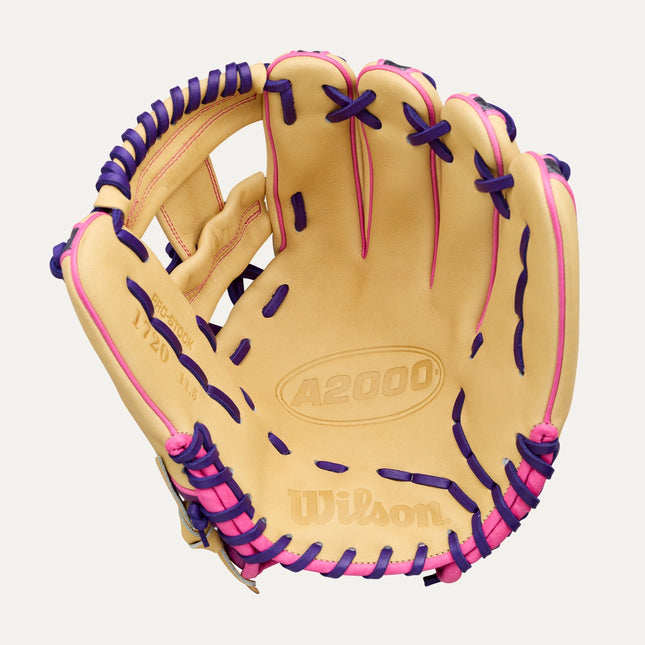 Wilson A2000 1720SS LEADOFF 2026 11.5'' - BLONDE-PURPLE-PINK GRAD. WEBBED-BACK-FLAMINGO-PURPLE