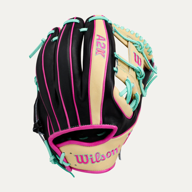 Wilson A2K 1724 LEADOFF 2026 11.75'' - BLONDE-BLACK-FLAMINGO-SEAFOAM
