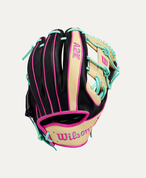 Wilson A2K 1724 LEADOFF 2026 11.75'' - BLONDE-BLACK-FLAMINGO-SEAFOAM