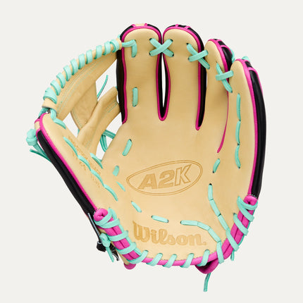 Wilson A2K 1724 LEADOFF 2026 11.75'' - BLONDE-BLACK-FLAMINGO-SEAFOAM