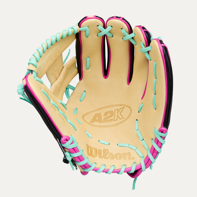 Wilson A2K 1724 LEADOFF 2026 11.75'' - BLONDE-BLACK-FLAMINGO-SEAFOAM