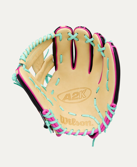 Wilson A2K 1724 LEADOFF 2026 11.75'' - BLONDE-BLACK-FLAMINGO-SEAFOAM