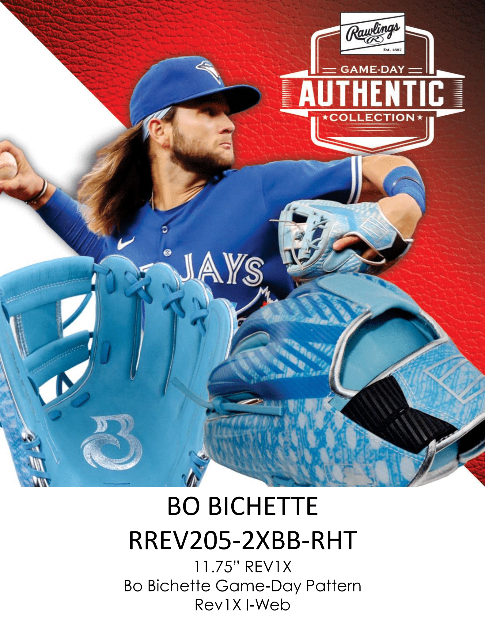 What Pros Wear: Bo Bichette's Rawlings REV1X REV205-2X Baby Blue