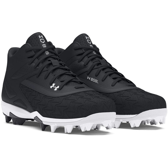 Chaussures de baseball UA Leadoff Mid 3.0 noires pour homme 3027446-001 