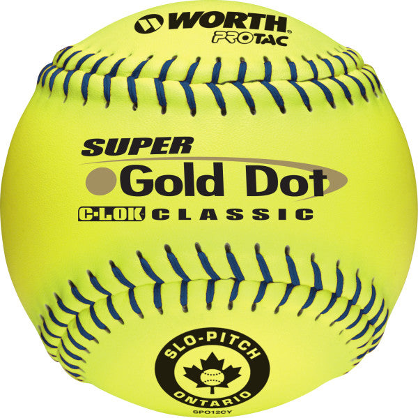 Worth Slo Pitch Ontario Gold Dot 12'' Yellow Softball DZ SPO12CY