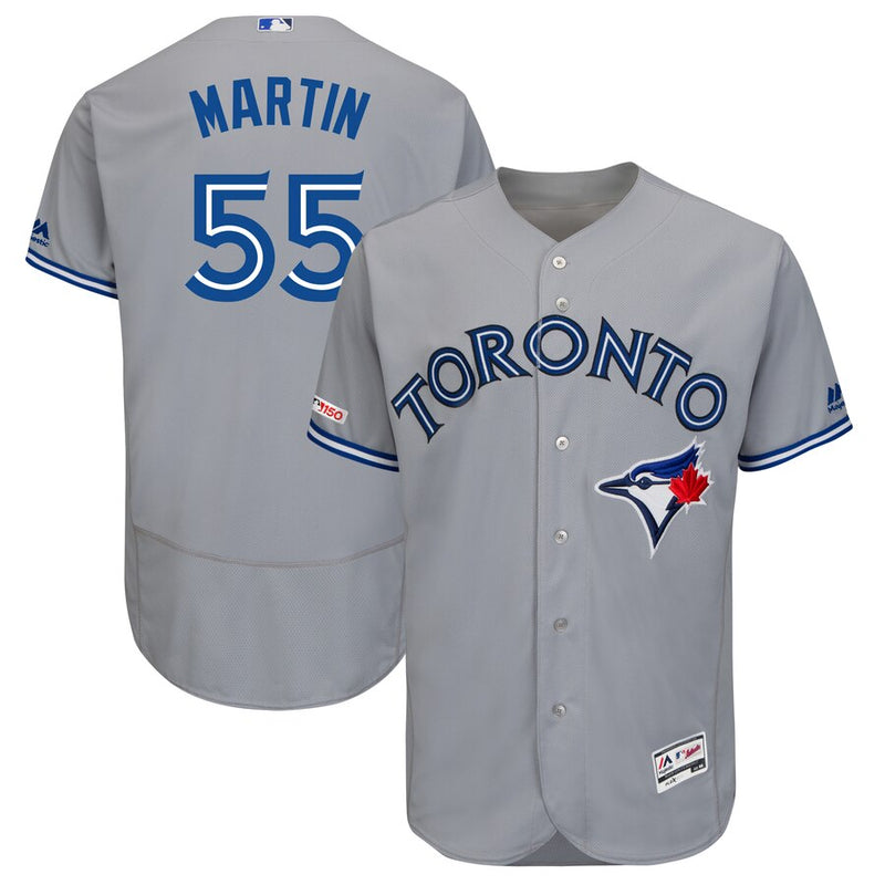 Men's Majestic Toronto Blue Jays #55 Russell Martin Replica White 2015  Canada Day MLB Jersey