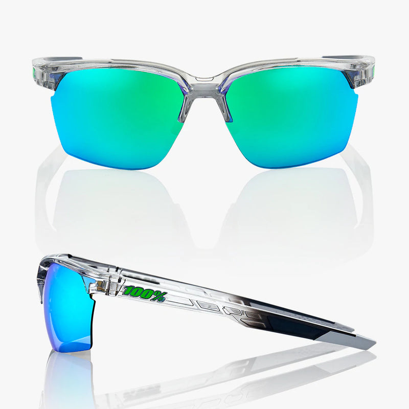 100% SPORTCOUPE - Polished Translucent Crystal Grey - Green Multilayer Mirror Lens