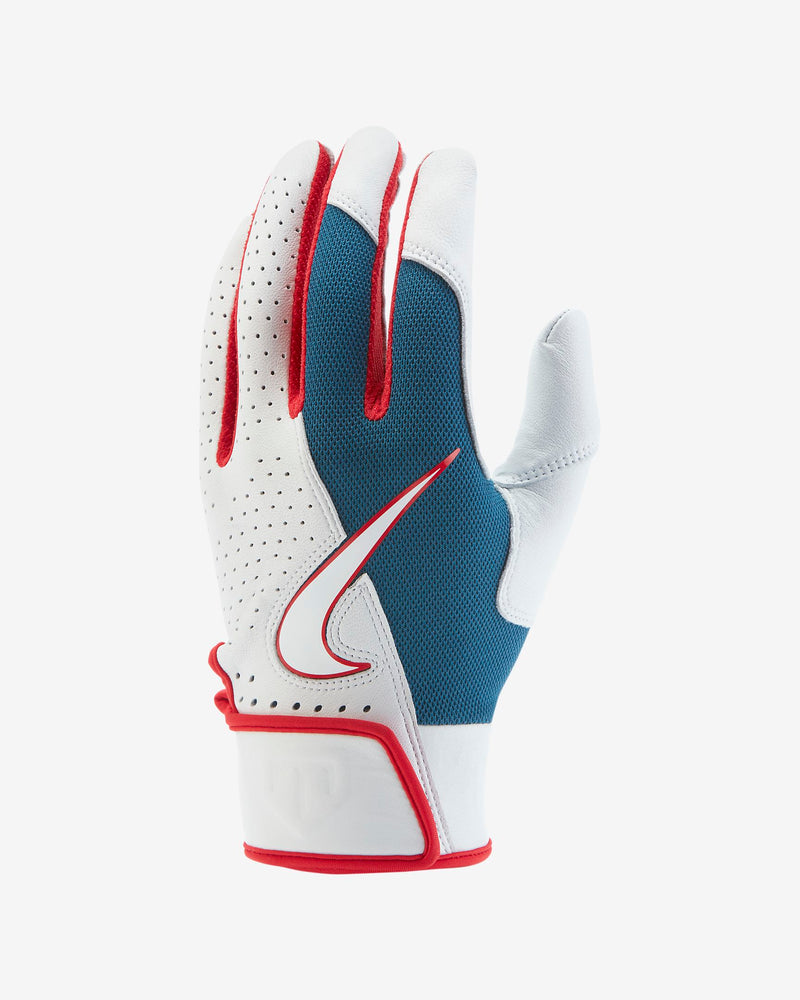 Nike Trout Elite Batting Gloves 2.0 White - Royal - Red