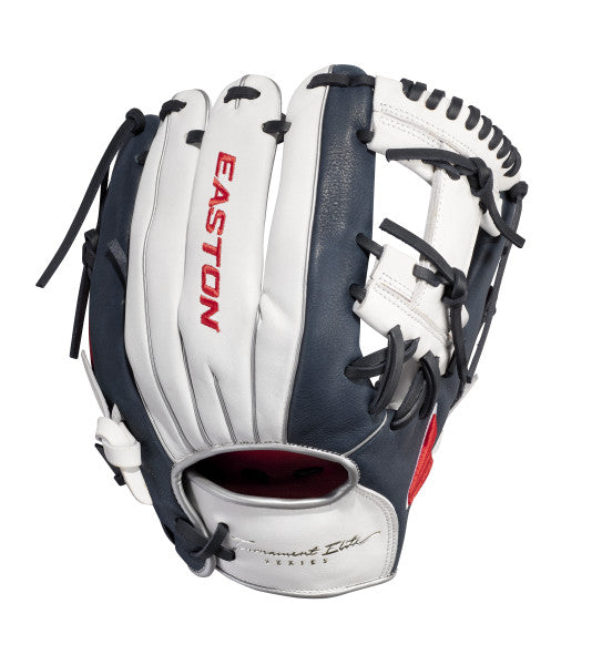 Gant de baseball Easton Tournament Elite pour jeunes 11 1/2" Blanc/bleu marine/rouge TEB115I