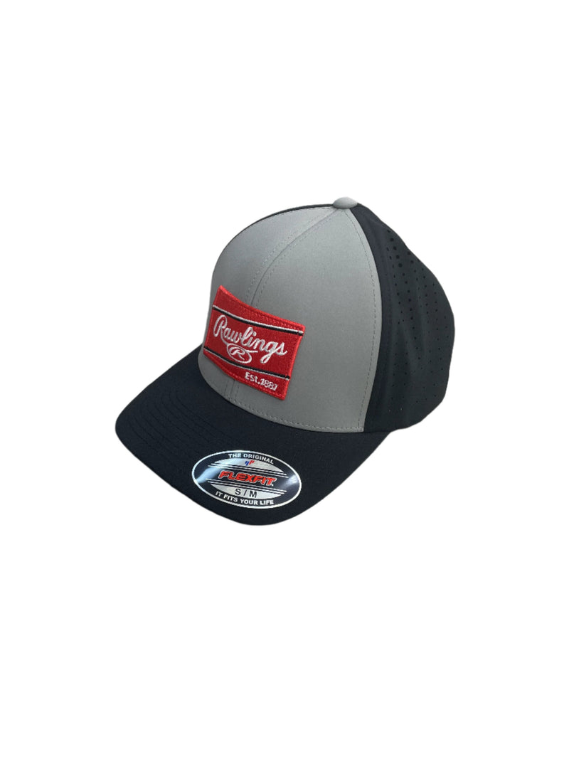 RAWLINGS RED PATCH HAT FLEX FIT 1 10 RSGVH Graphite/Gray/Red Patch S/M