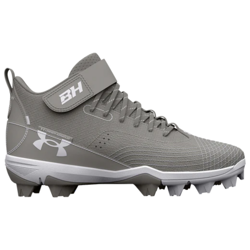 Crampons de baseball junior UnderArmour UA Harper 7 Mid RM pour garçons - Gris 3025598-101