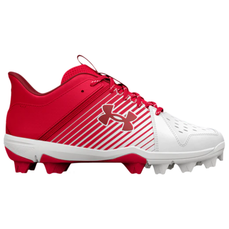 Crampons de baseball junior UnderArmour UA Leadoff Low RM pour garçons, rouge 3025600-601