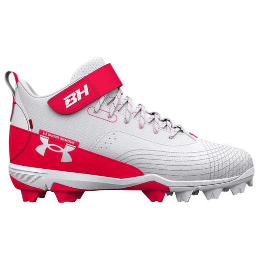 Crampons de baseball UnderArmour UA Harper 7 Mid RM pour hommes, Rouge 3025587-601