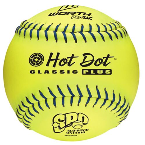 Worth Slo Pitch Ontario Hot Dot 12'' Yellow Softball SPO12HDSY DOZEN